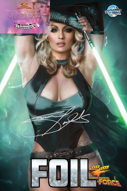 STORMY DANIELS: SPACE FORCE #1 - SHIKARII - NICE BLACK ROBE FOIL - LTD 100